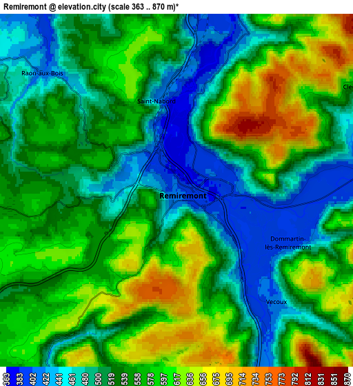 Zoom OUT 2x Remiremont, France elevation map