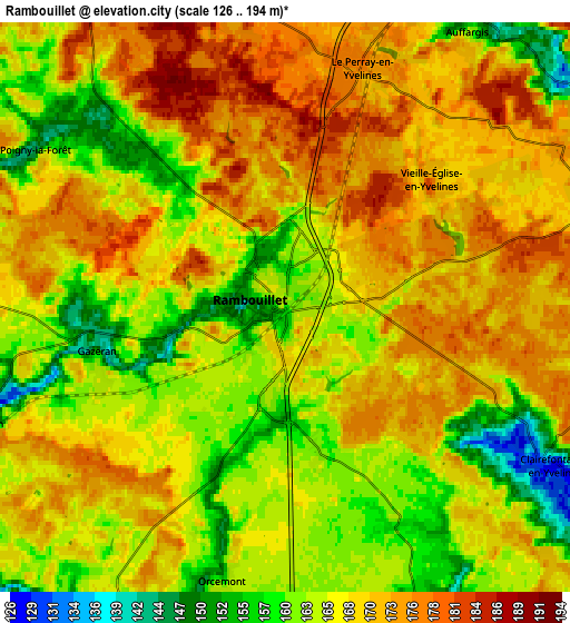 Zoom OUT 2x Rambouillet, France elevation map