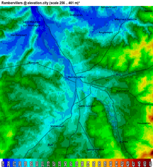 Zoom OUT 2x Rambervillers, France elevation map