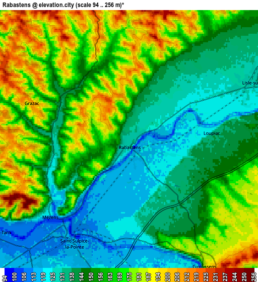 Zoom OUT 2x Rabastens, France elevation map