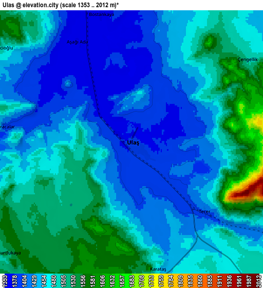 Zoom OUT 2x Ulaş, Turkey elevation map