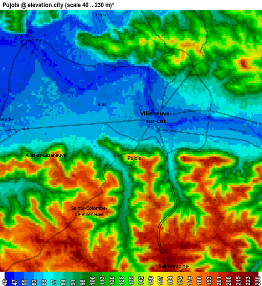 Zoom OUT 2x Pujols, France elevation map