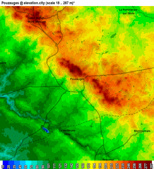 Zoom OUT 2x Pouzauges, France elevation map