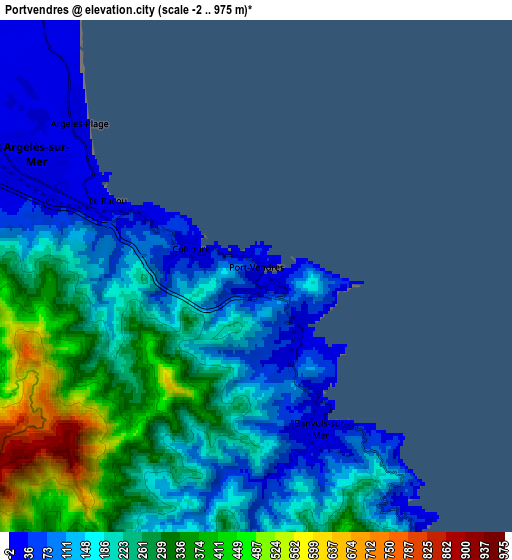 Zoom OUT 2x Portvendres, France elevation map