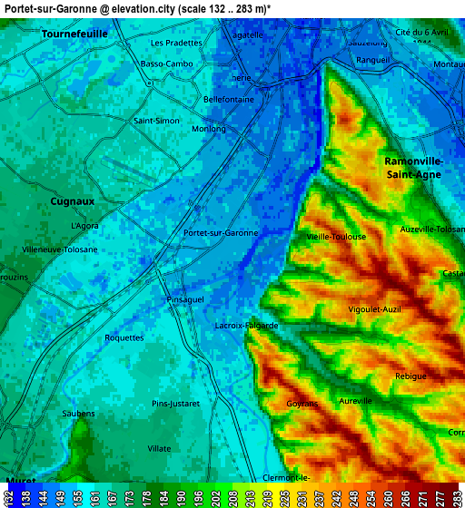 Zoom OUT 2x Portet-sur-Garonne, France elevation map