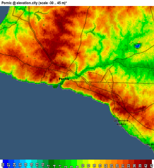 Zoom OUT 2x Pornic, France elevation map