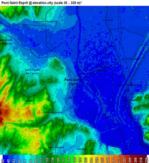 Zoom OUT 2x Pont-Saint-Esprit, France elevation map