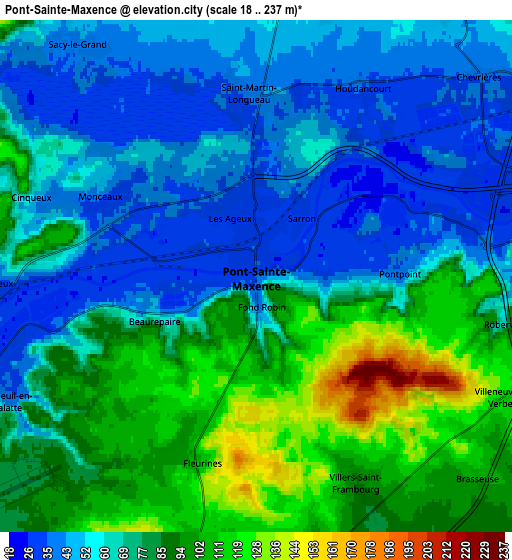 Zoom OUT 2x Pont-Sainte-Maxence, France elevation map