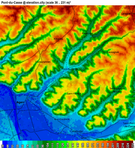 Zoom OUT 2x Pont-du-Casse, France elevation map