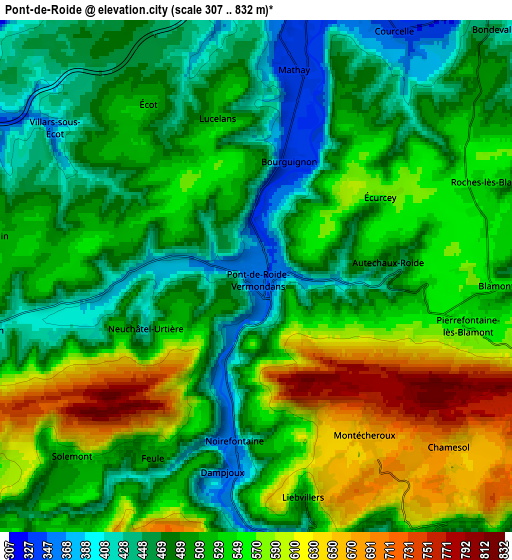 Zoom OUT 2x Pont-de-Roide, France elevation map