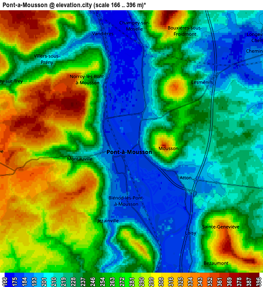 Zoom OUT 2x Pont-à-Mousson, France elevation map