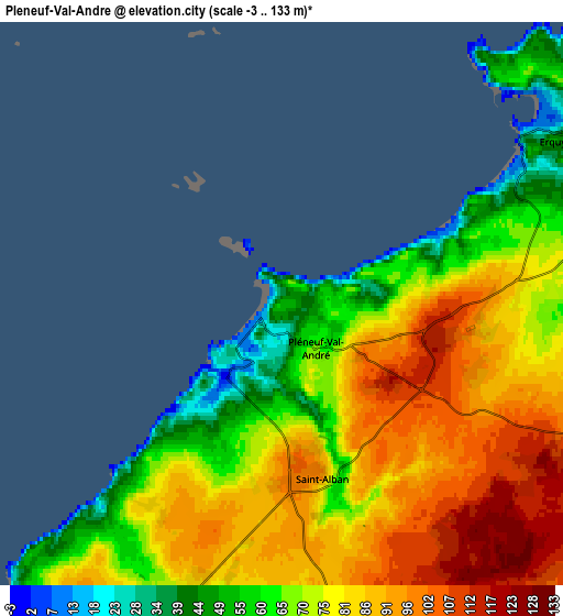Zoom OUT 2x Pléneuf-Val-André, France elevation map