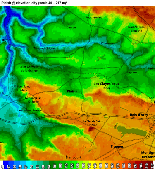 Zoom OUT 2x Plaisir, France elevation map