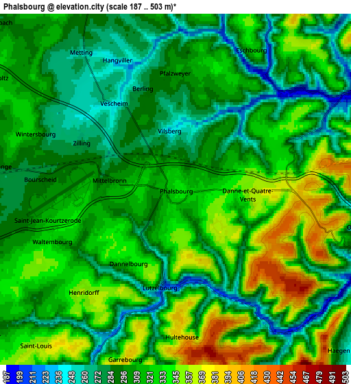 Zoom OUT 2x Phalsbourg, France elevation map