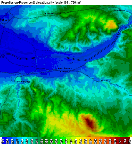 Zoom OUT 2x Peyrolles-en-Provence, France elevation map