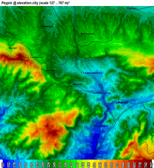 Zoom OUT 2x Peypin, France elevation map