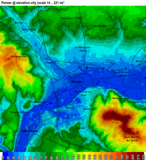 Zoom OUT 2x Persan, France elevation map