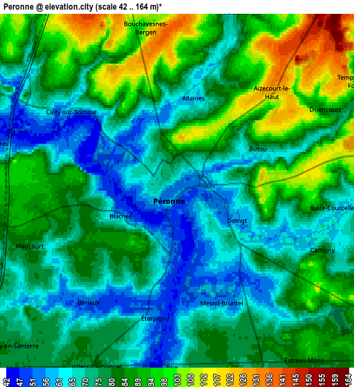 Zoom OUT 2x Péronne, France elevation map