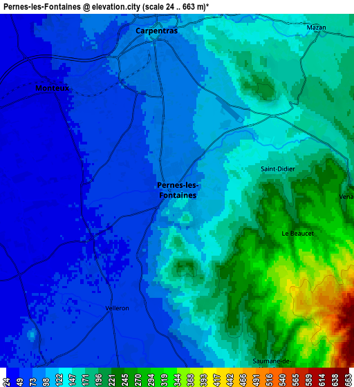 Zoom OUT 2x Pernes-les-Fontaines, France elevation map