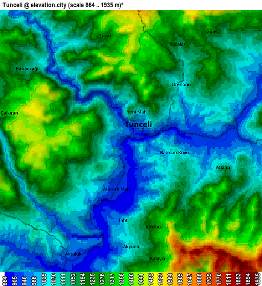 Zoom OUT 2x Tunceli, Turkey elevation map