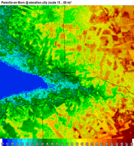 Zoom OUT 2x Parentis-en-Born, France elevation map