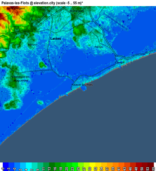 Zoom OUT 2x Palavas-les-Flots, France elevation map
