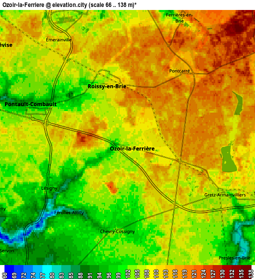 Zoom OUT 2x Ozoir-la-Ferrière, France elevation map