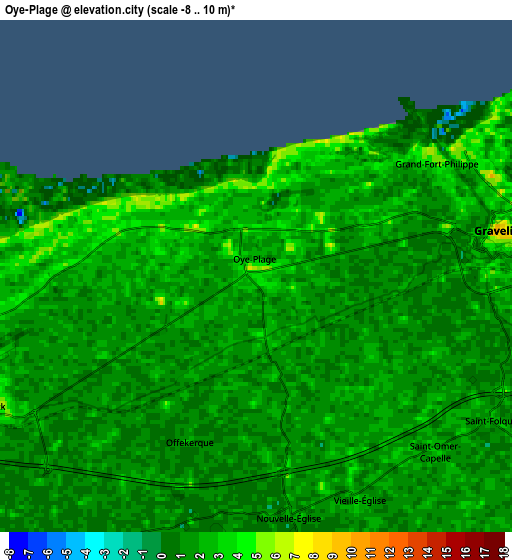 Zoom OUT 2x Oye-Plage, France elevation map