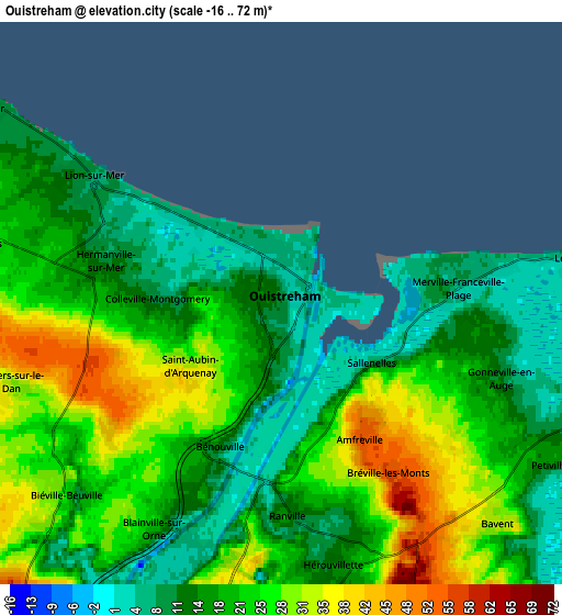 Zoom OUT 2x Ouistreham, France elevation map