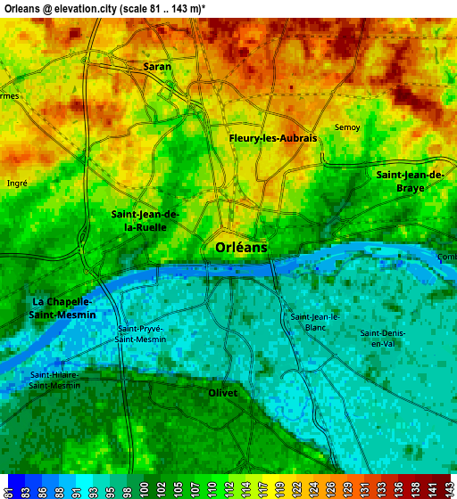 Zoom OUT 2x Orléans, France elevation map