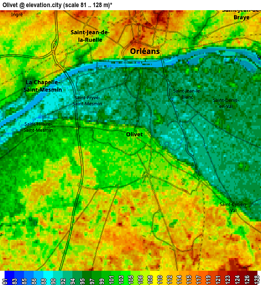 Zoom OUT 2x Olivet, France elevation map