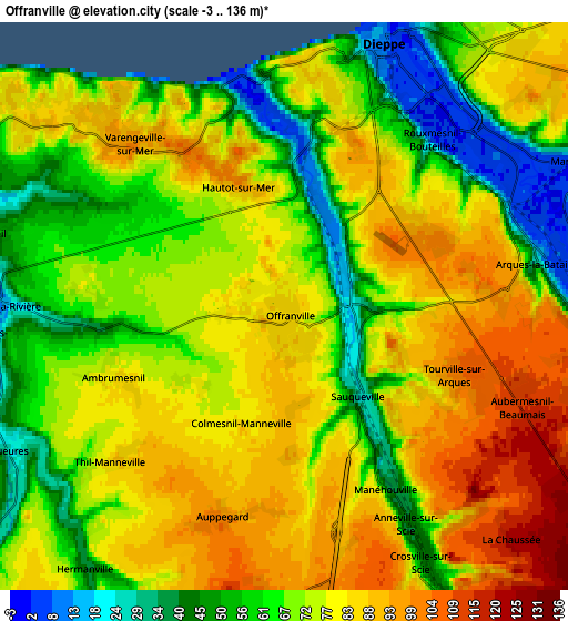 Zoom OUT 2x Offranville, France elevation map