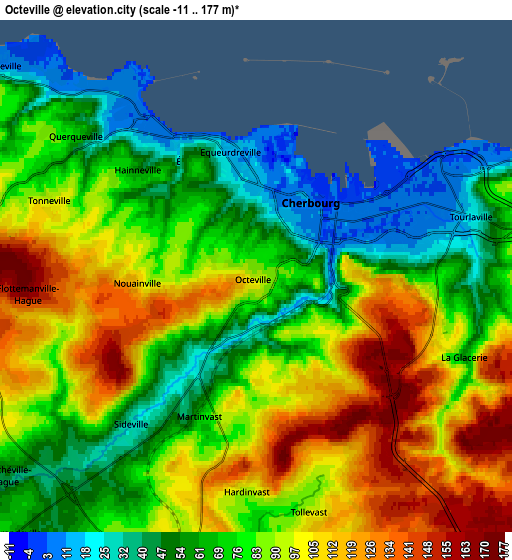 Zoom OUT 2x Octeville, France elevation map