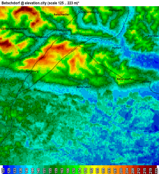 Zoom OUT 2x Betschdorf, France elevation map