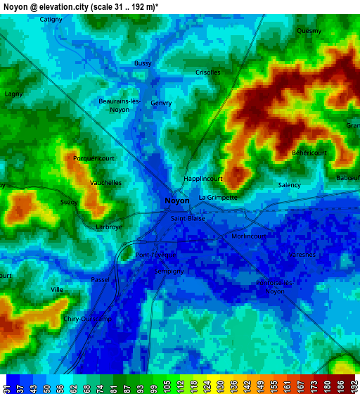 Zoom OUT 2x Noyon, France elevation map