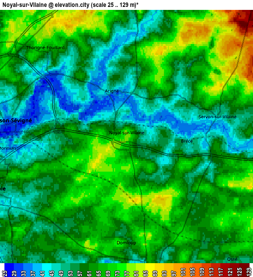 Zoom OUT 2x Noyal-sur-Vilaine, France elevation map