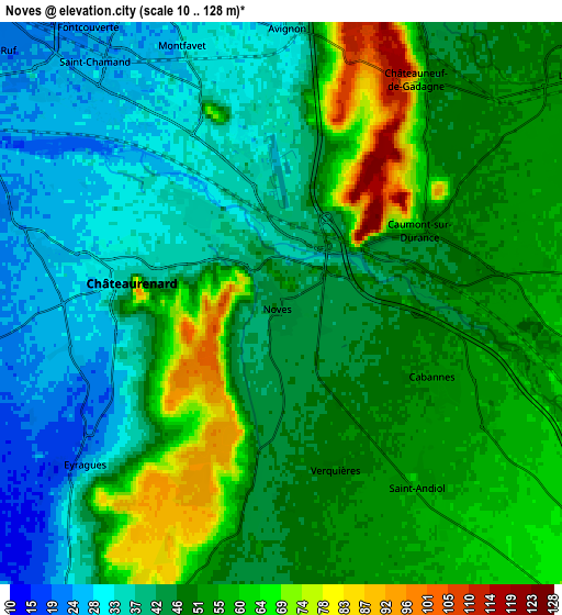 Zoom OUT 2x Noves, France elevation map