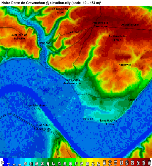 Zoom OUT 2x Notre-Dame-de-Gravenchon, France elevation map