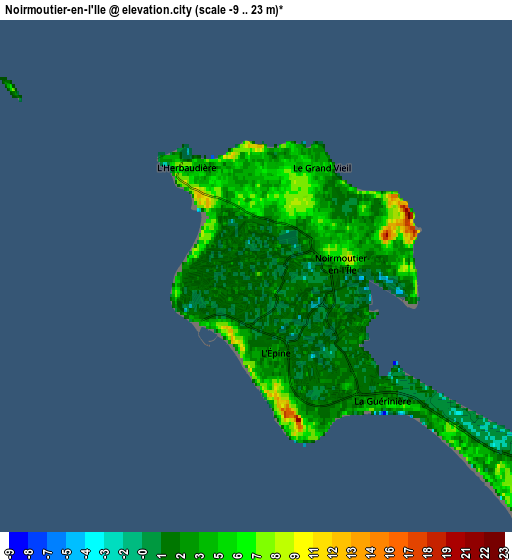 Zoom OUT 2x Noirmoutier-en-l’Île, France elevation map