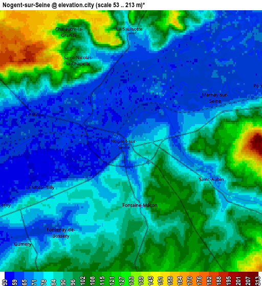 Zoom OUT 2x Nogent-sur-Seine, France elevation map