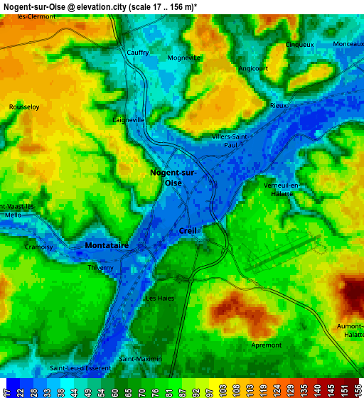 Zoom OUT 2x Nogent-sur-Oise, France elevation map