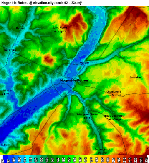 Zoom OUT 2x Nogent-le-Rotrou, France elevation map