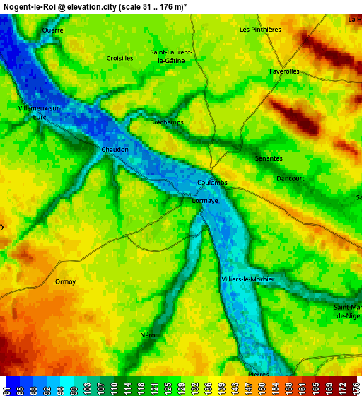 Zoom OUT 2x Nogent-le-Roi, France elevation map