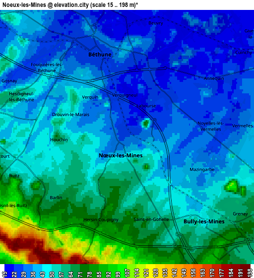 Zoom OUT 2x Nœux-les-Mines, France elevation map