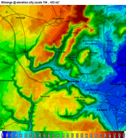 Zoom OUT 2x Nilvange, France elevation map