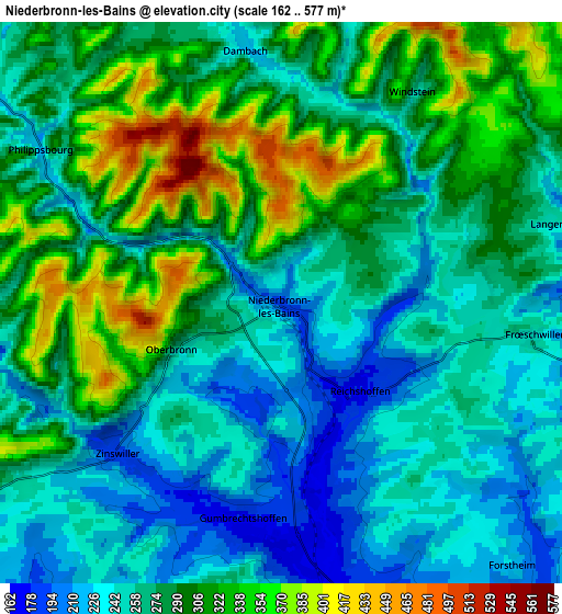 Zoom OUT 2x Niederbronn-les-Bains, France elevation map