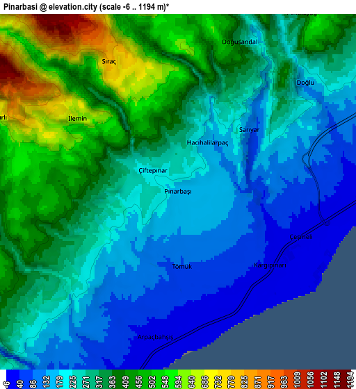 Zoom OUT 2x Pınarbaşı, Turkey elevation map