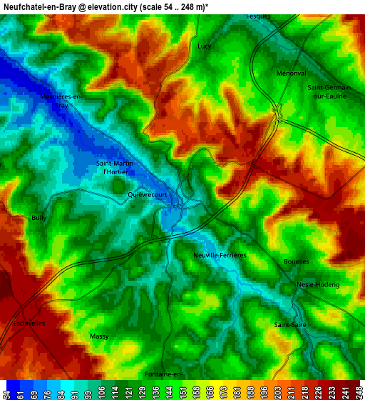 Zoom OUT 2x Neufchâtel-en-Bray, France elevation map