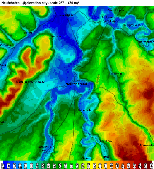 Zoom OUT 2x Neufchâteau, France elevation map