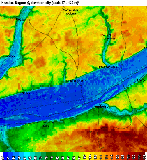 Zoom OUT 2x Nazelles-Négron, France elevation map